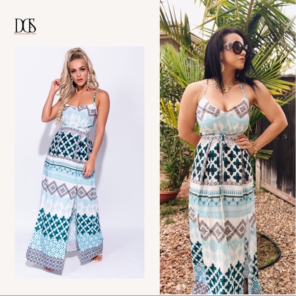 5⭐️ Glamorous - Geometric Print Maxi Dress w/ Slit - Picture 2 of 8